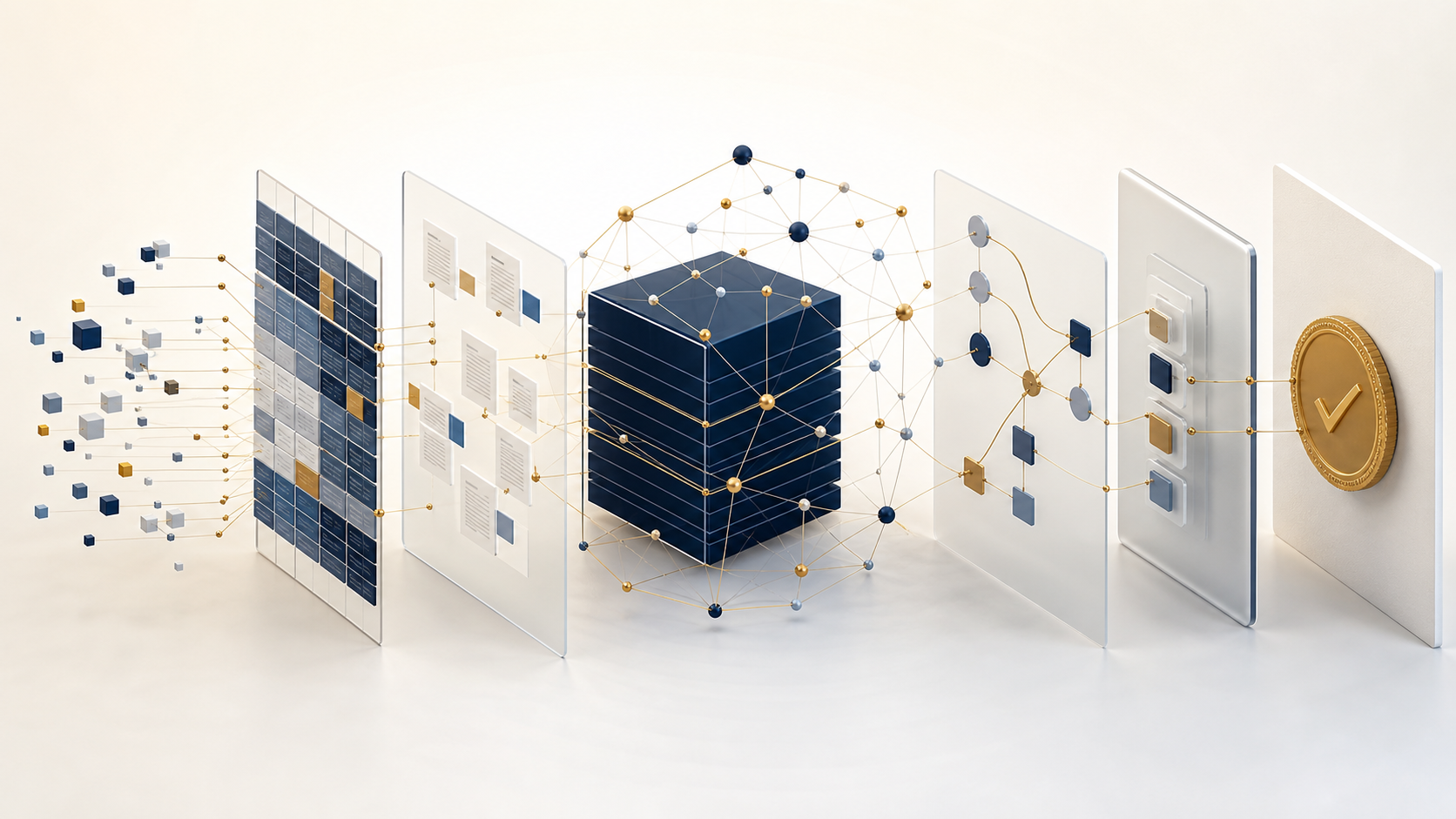 A governed enterprise finance AI system connecting structured records, semantic documents, graph relationships, controlled tools, and approval